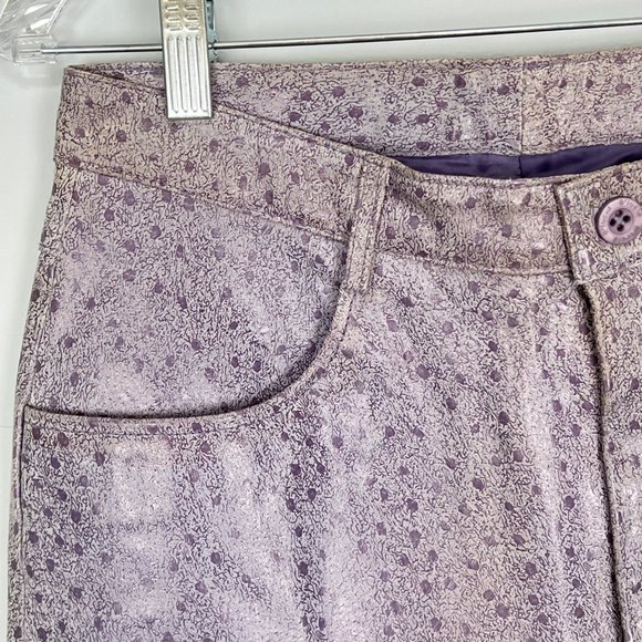 Vintage B Lucid Leather Pants Purple Speckled Print High Waist size 9 Junior - Picture 3 of 13